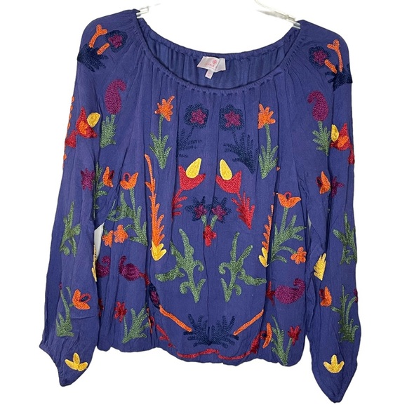 Laurie Felt Tops - Laurie Felt Embroidered Festival Top Sz L